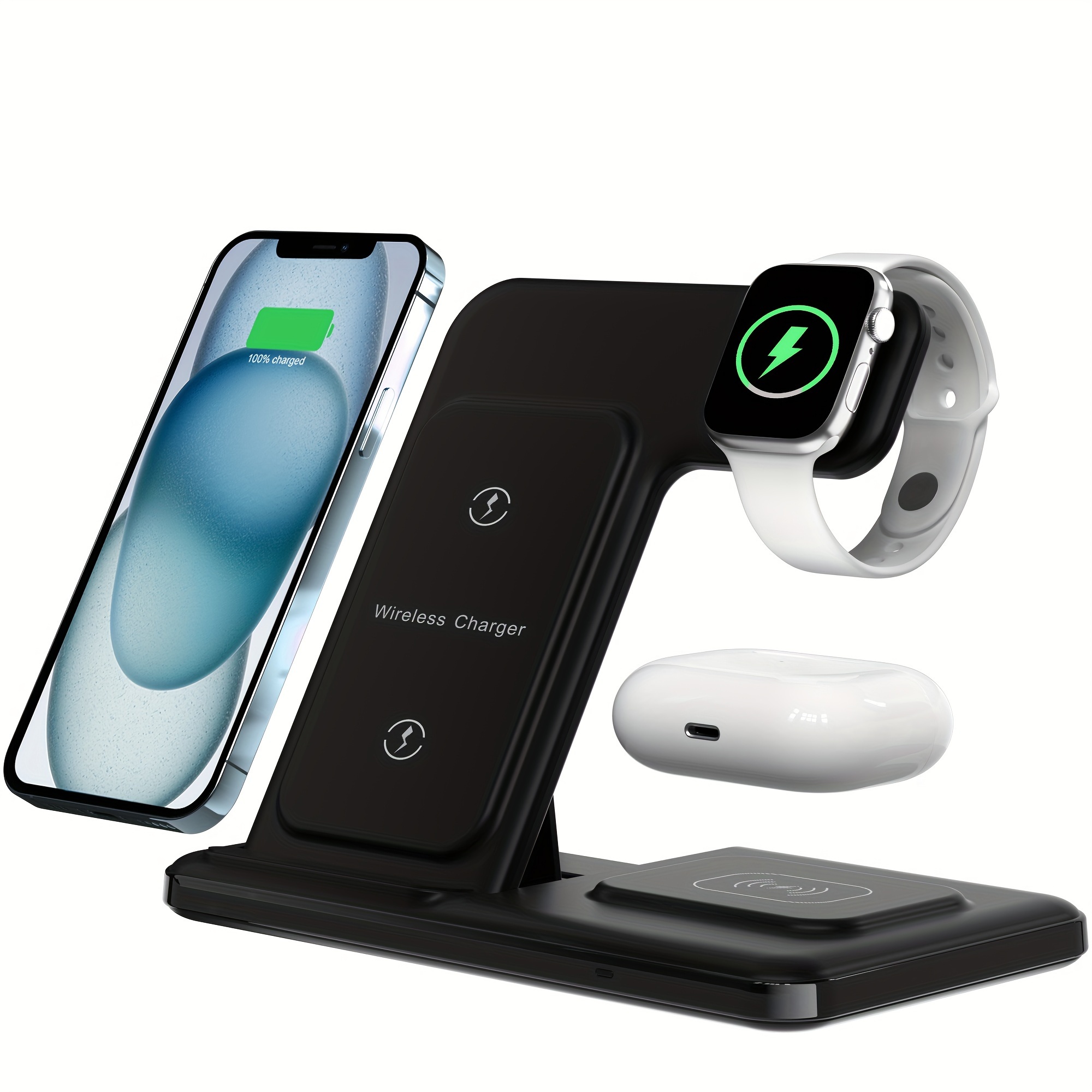 

3 In 1 Foldable Wireless Charger, Fast Wireless Charging Station Stand 15/14/13/12/11/ Pro/max/mini/8/plus/ X/xr/xs/x/se, For /ultra/9/8/7/6/ 5/4/3/2/1/se, For 3/2/pro2/pro