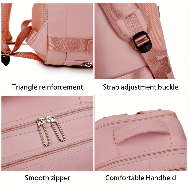 Maleta de viaje con gran capacidad, color sólido, compartimento independiente para zapatos, mochila multifuncional, bolso para computadora de negocios, tela Oxford, estilo deportivo, no lavar