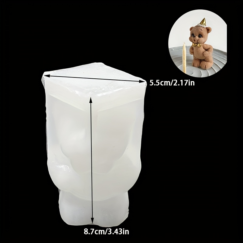 TEMU Molde de silicona de resina 3D para hacer velas con forma de oso, molde de silicona para manualidades, yeso, joyería, velas, resina epoxi, molde