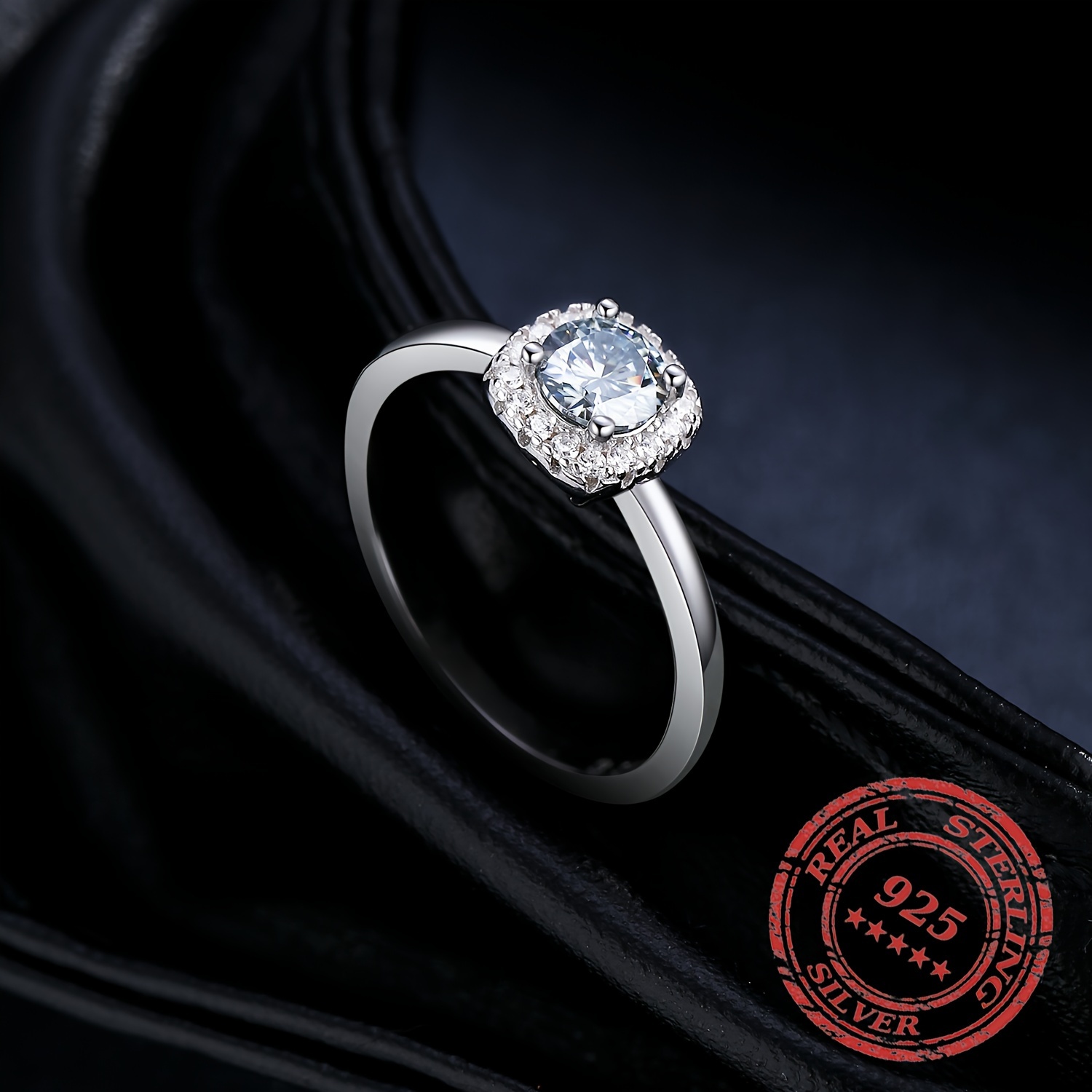Women's 925 Sterling Silver Moissanite Square Ring — Wedding Gift