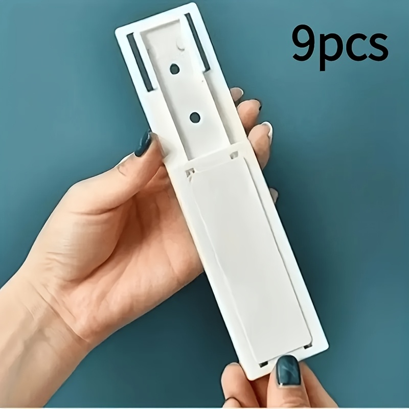 TEMU 9pcs Attaches de câbles auto-adhésives, Organisateurs de cordon d'alimentation muraux perçage, Crochets de fil en plastique amovibles et