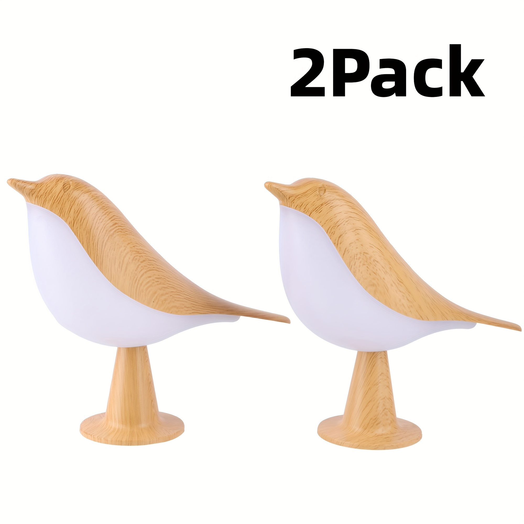 TEMU 2pcs Little Birds Night Light Suitable For Bedroom, Rechargeable Touch Control Table Lamp With, 3-color Temperature Adjustable Bedside Lamp,