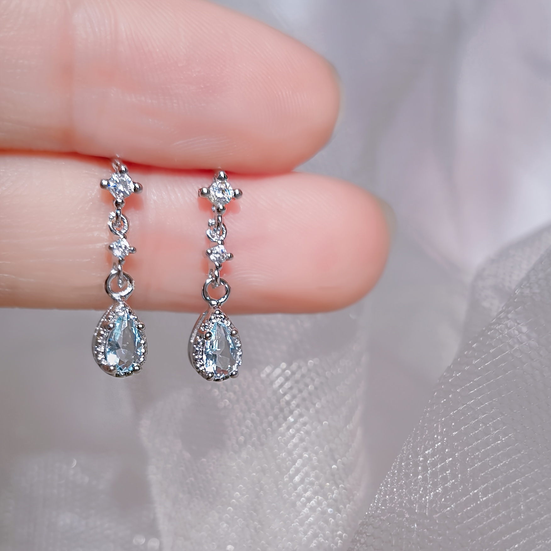 TEMU Pendientes de botón azules Blue Drop para mujer, moda, lujo, estilo elegante, , pendientes delicados, adecuados para regalos de vacaciones