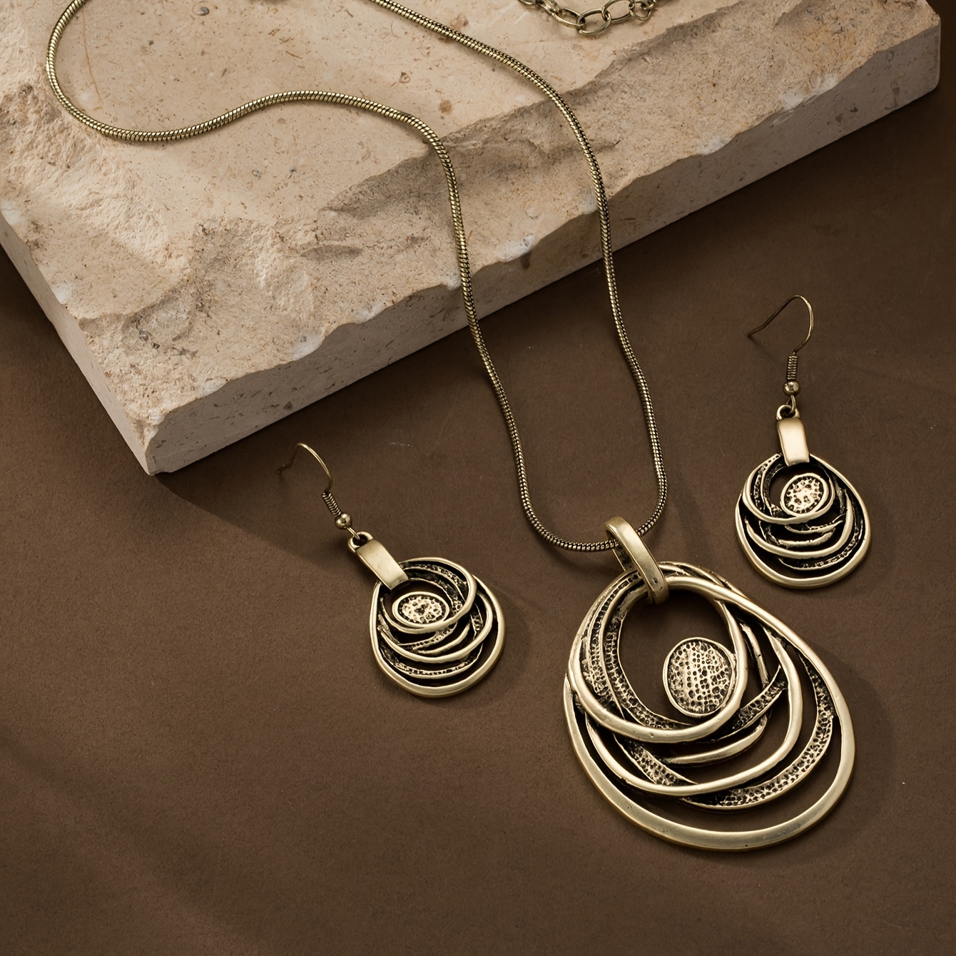 Vintage Bohemian Monkey Layer Earrings & Necklace Set