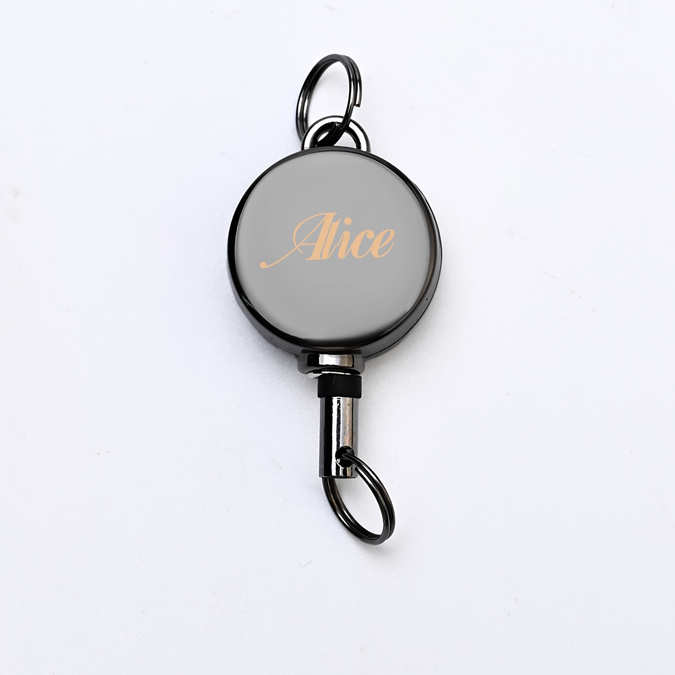 TEMU 2d Multi-functional Badge Scroll Retractable Key Chain, Customizable Text, Ultra-small Rebound Retractable Rope Key Ring, Anti-theft Key Chain,
