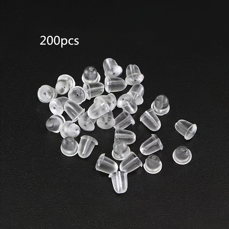 1 Pack Of 200pcs Ear Jewelry Additions, Plastic Silicone Ear Studs, Rubber Ear Plugs, Plastic Ear Caps Jewelry Small Parts