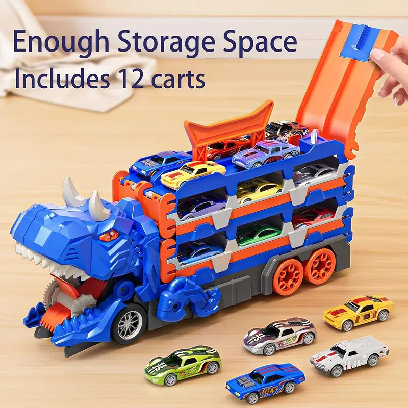 city track toy boy set transforming dinosaur truck youngsterss toy with 6 cars garage toy suitable for 3 5 years old youngsterss track youngsterss birthday gift for winter Product details 2