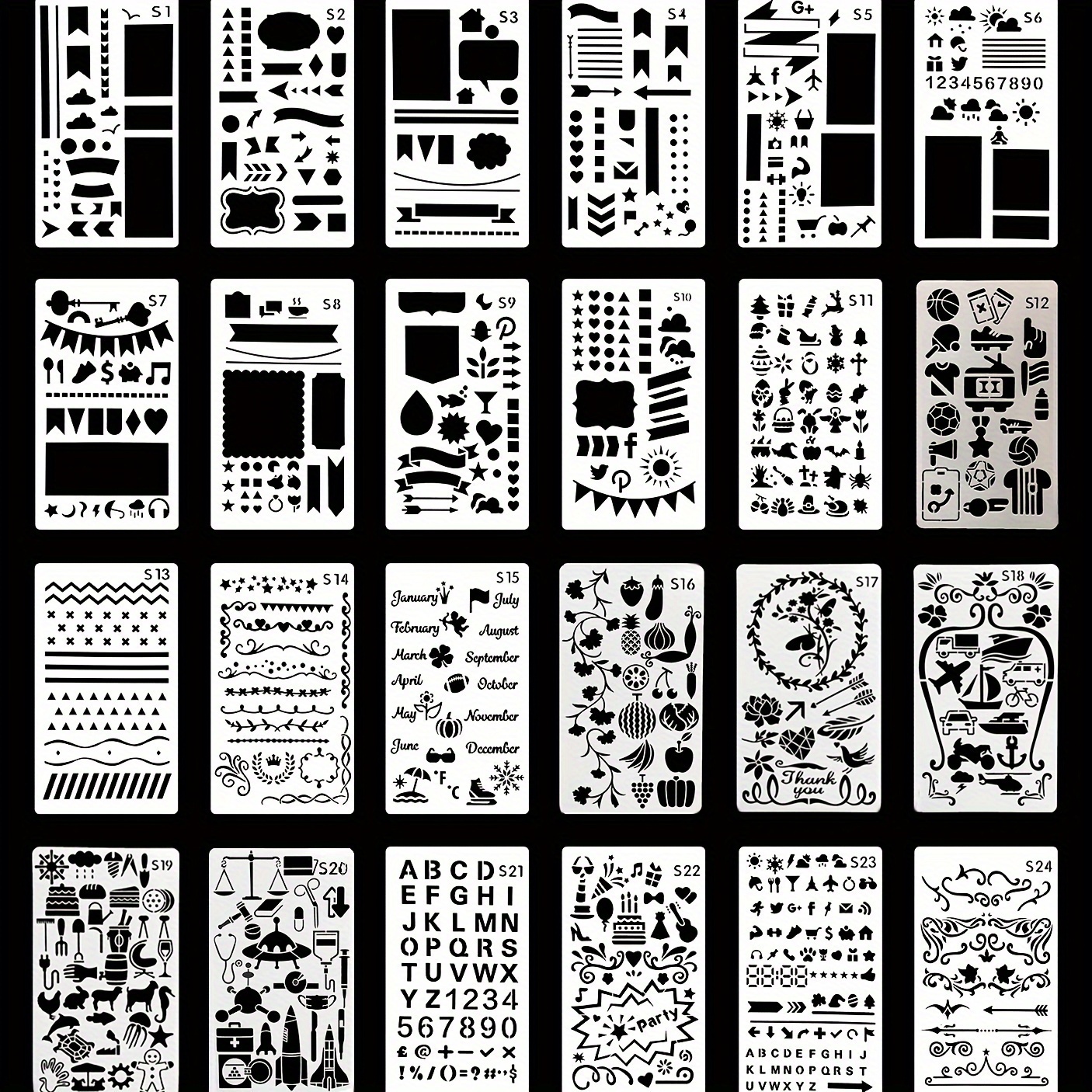 20Pcs Bullet Journal Stencils Plastic Planner Stencils Drawing Templates C  – Tacos Y Mas