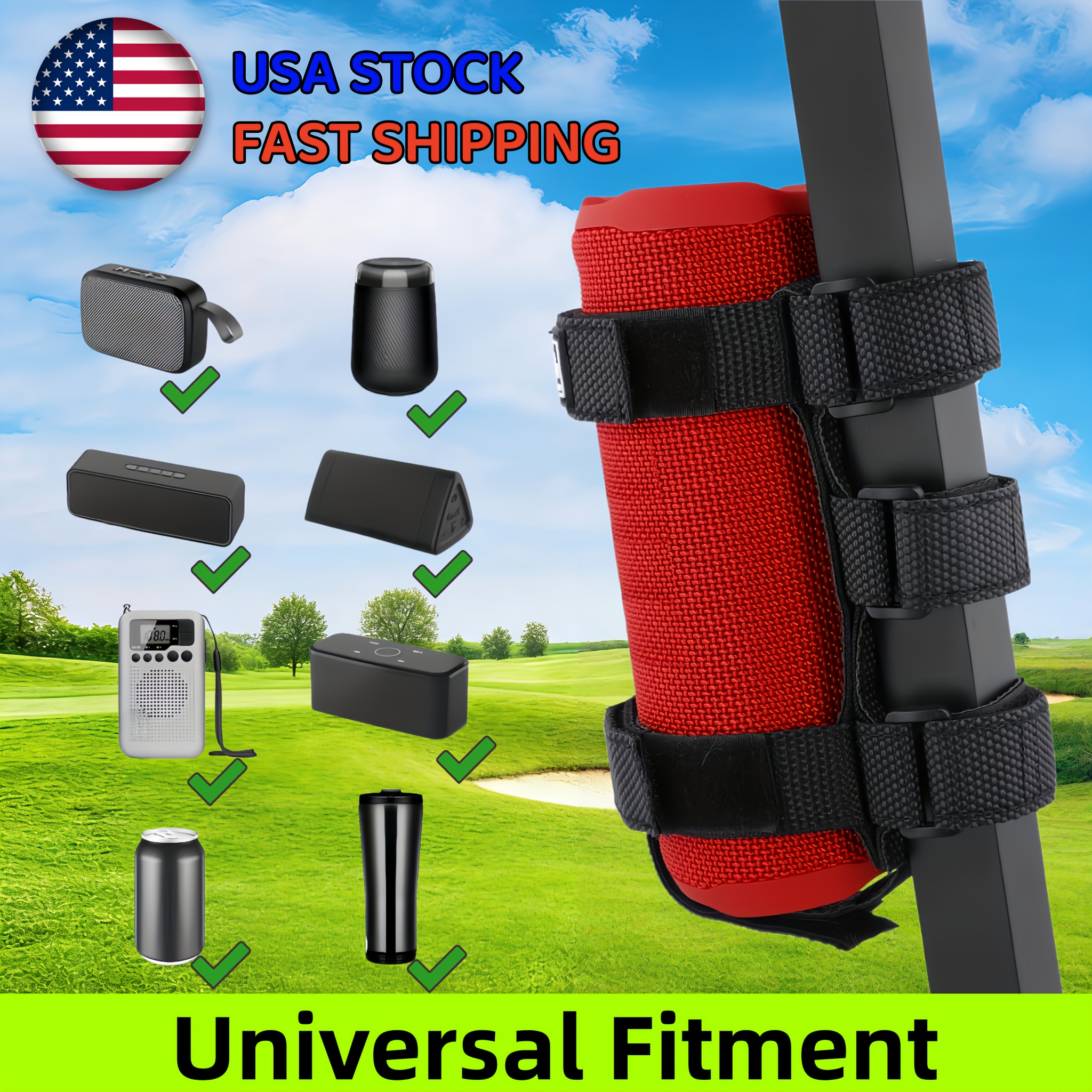 TEMU Black Strap For Golf Cart Speaker G-0493