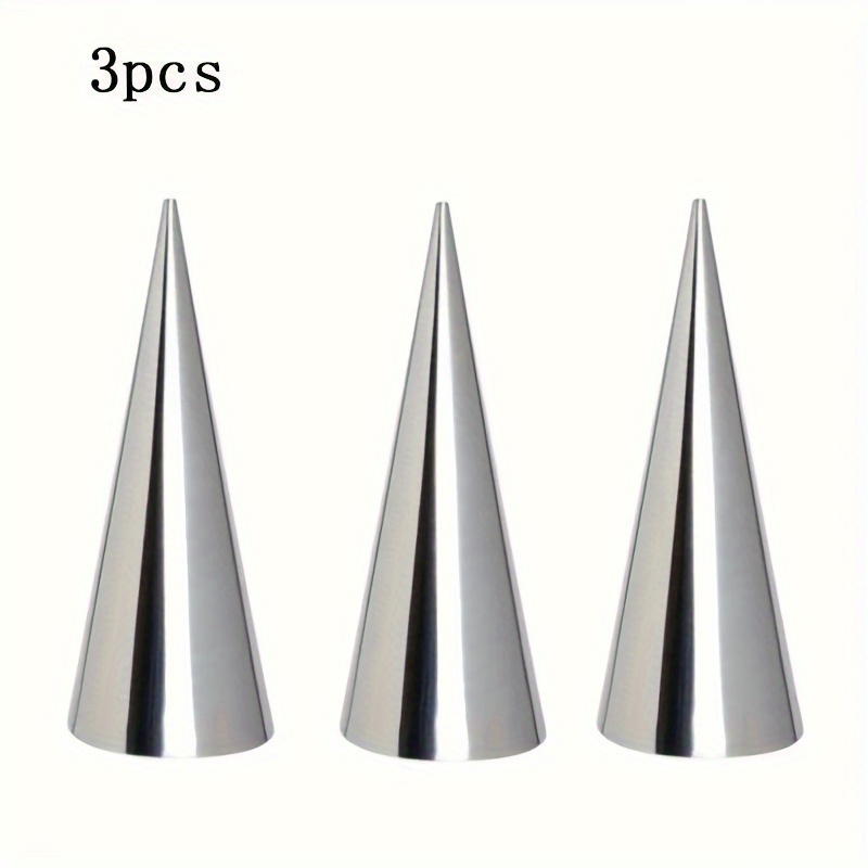 3pcs Stainless Steel Cone Pastry Molds - Versatile For Croissants, Spiral Bread, & Ice Cream - Essential Kitchen Baking Tools