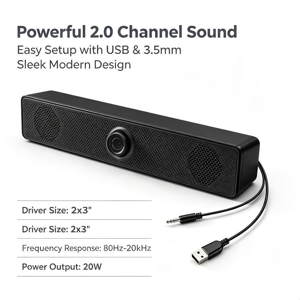 TEMU 4d Audio Effect Anti-magnetic , Usb-powered Wired Desktop Speaker With 3.5mm Plug And Independent Volume Control, Stereo Audio Output, Suitable