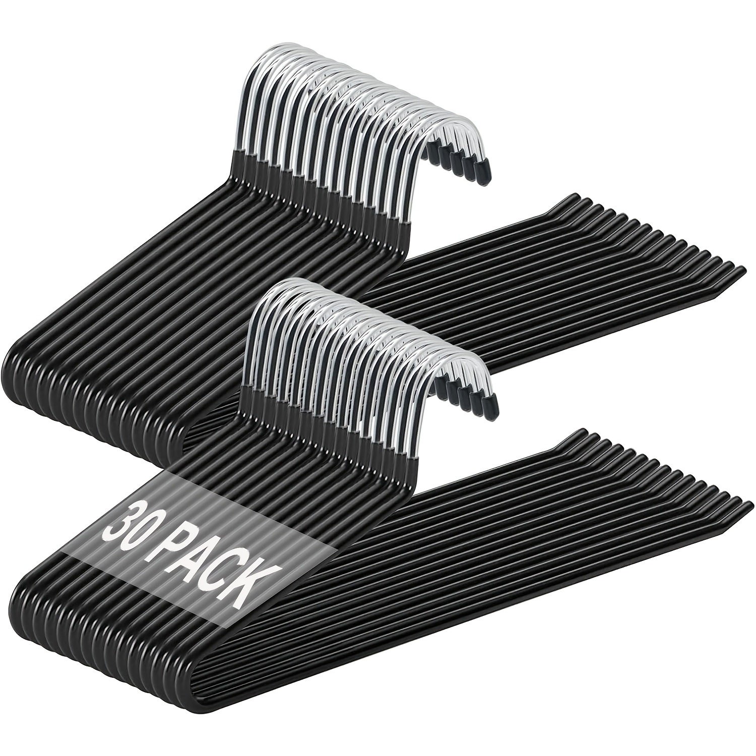 Image of A Collection Of 30 Non-slip Golden Hangers Designed For Pants, Featuring - . Versatile Hangers Are Ideal For Holding Pants, Scarves, Jeans, Towels, And More, In Black, White, And Gray