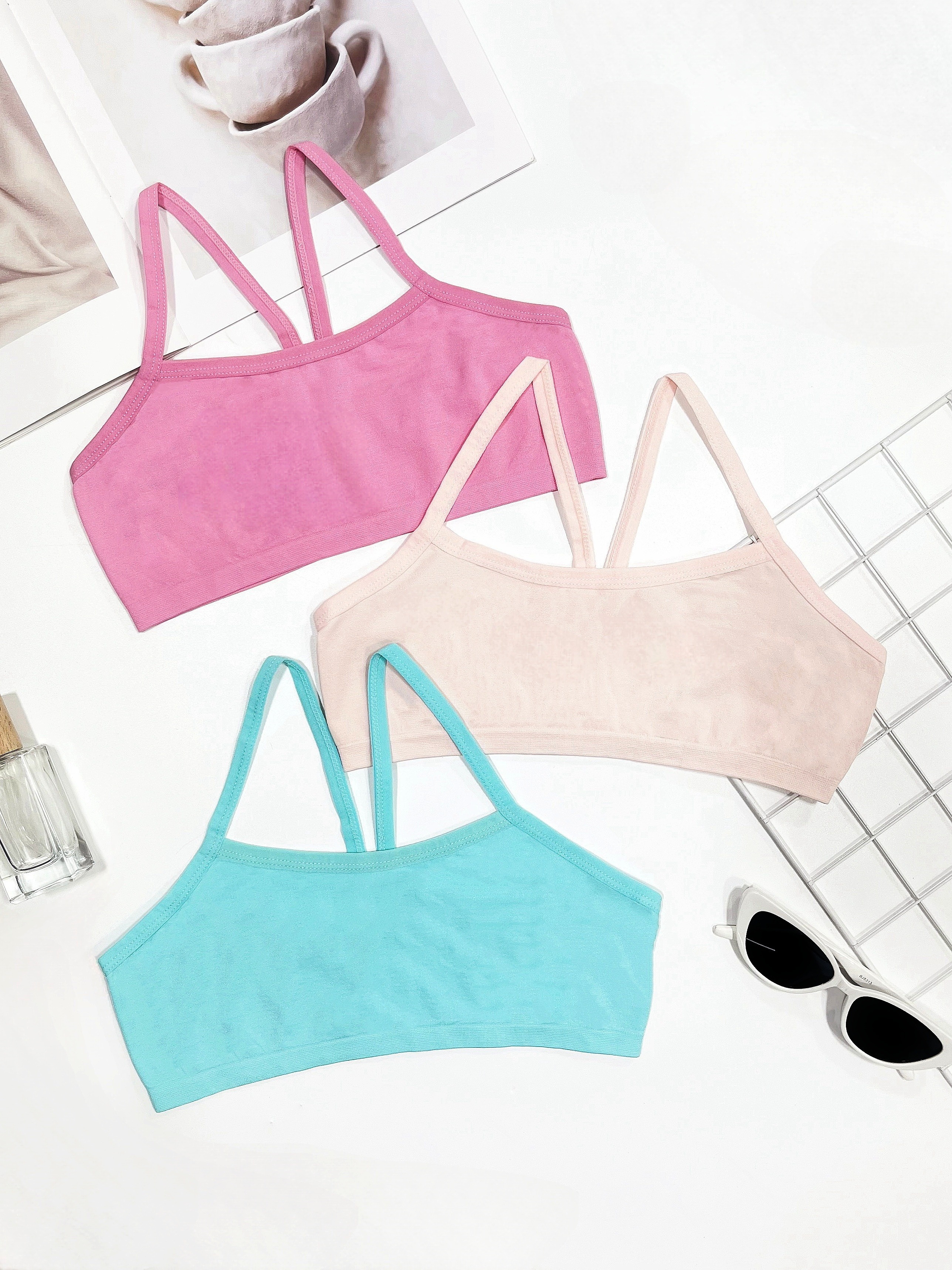 Girls Seamless Bright Color Camisole Bralettes Cute Girl - Temu