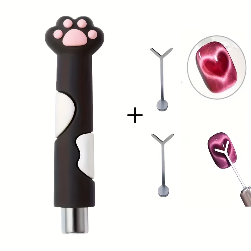 TEMU 3pcs Cat Claw Magnetic Nail Tools, Strong For Gel Nail Polish & Nail Additions Cat Eye Nails, Cylindrical Cat Eye Effect French Manicure