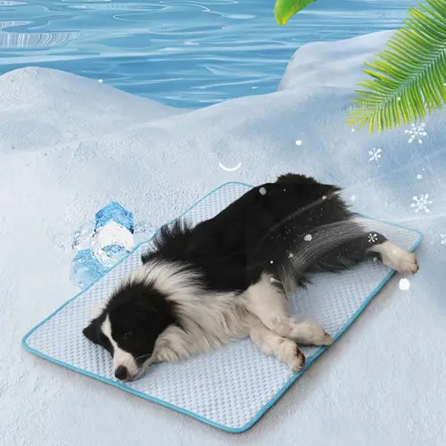 1pc cooling pet mat for dogs cats breathable washable summer pad with checkered pattern blue pu material ideal for small to medium breeds hot cooling mat for dogs