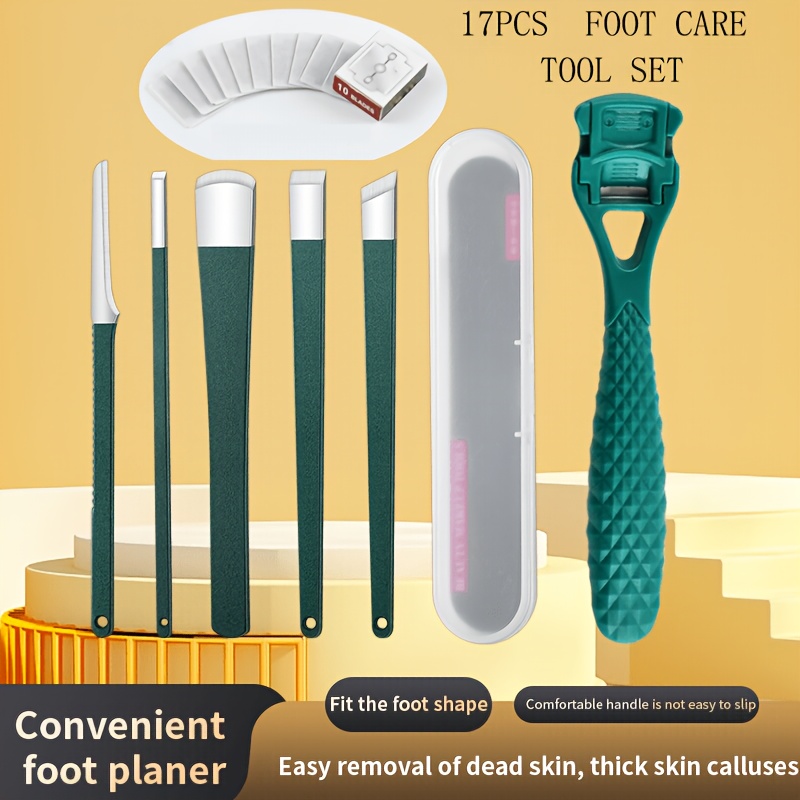 TEMU 17pcs Moss Care Tool Set, Foot Care Tool Kit, And Dead Skin Removal Tools, Stainless Steel Heel And Toe Nail File, Dead Skin Scraper, Non-slip