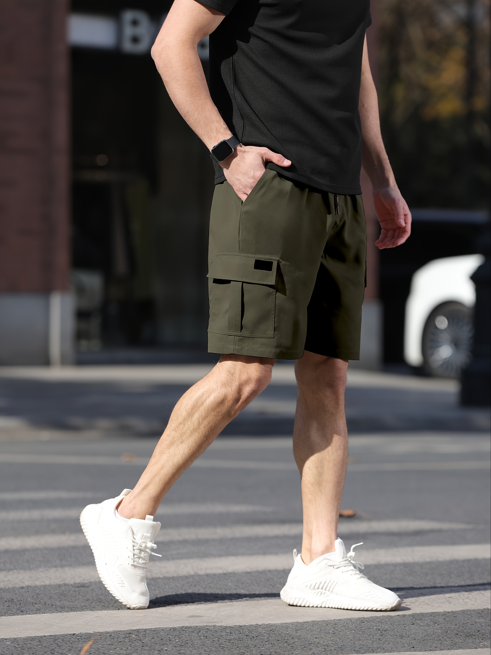 Olive Shorts Mens Mens Loose Fit Cargo Shorts Summer Style Temu