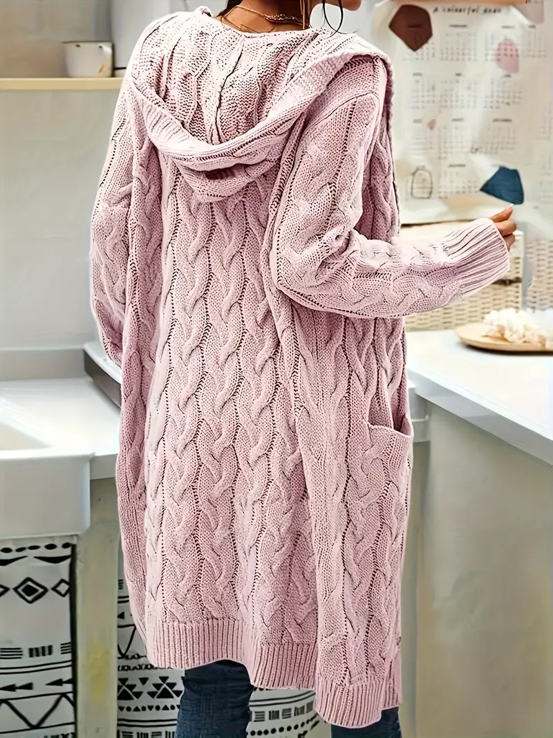 womens casual cardigan front long sleeve solid color sweater with pockets cozy fall winter layering essential for jeans dresses sweater cardigan autumn wardrobe stylish textured knitwear wear details 4