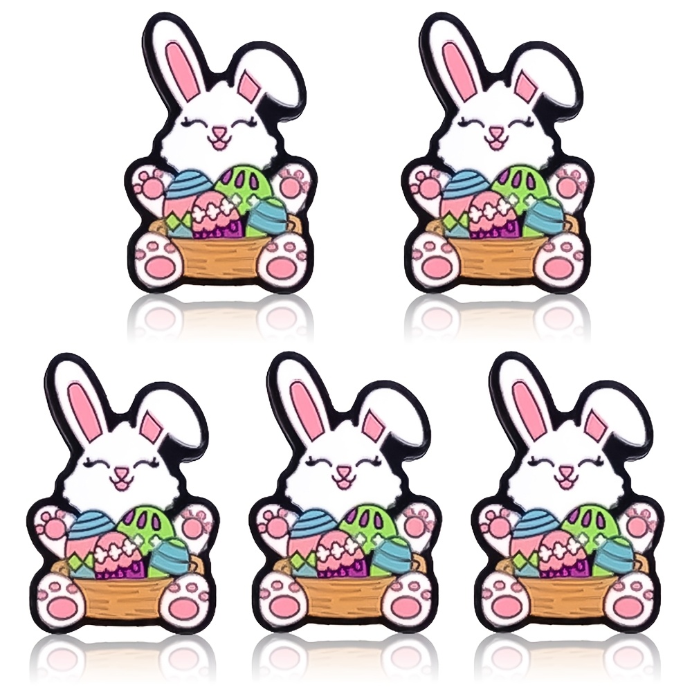 

5pcs Easter Bunny Silicone Beads - Crafting Bead Set For Pens, Keychains, Necklaces - Decorative Spacer Beads For