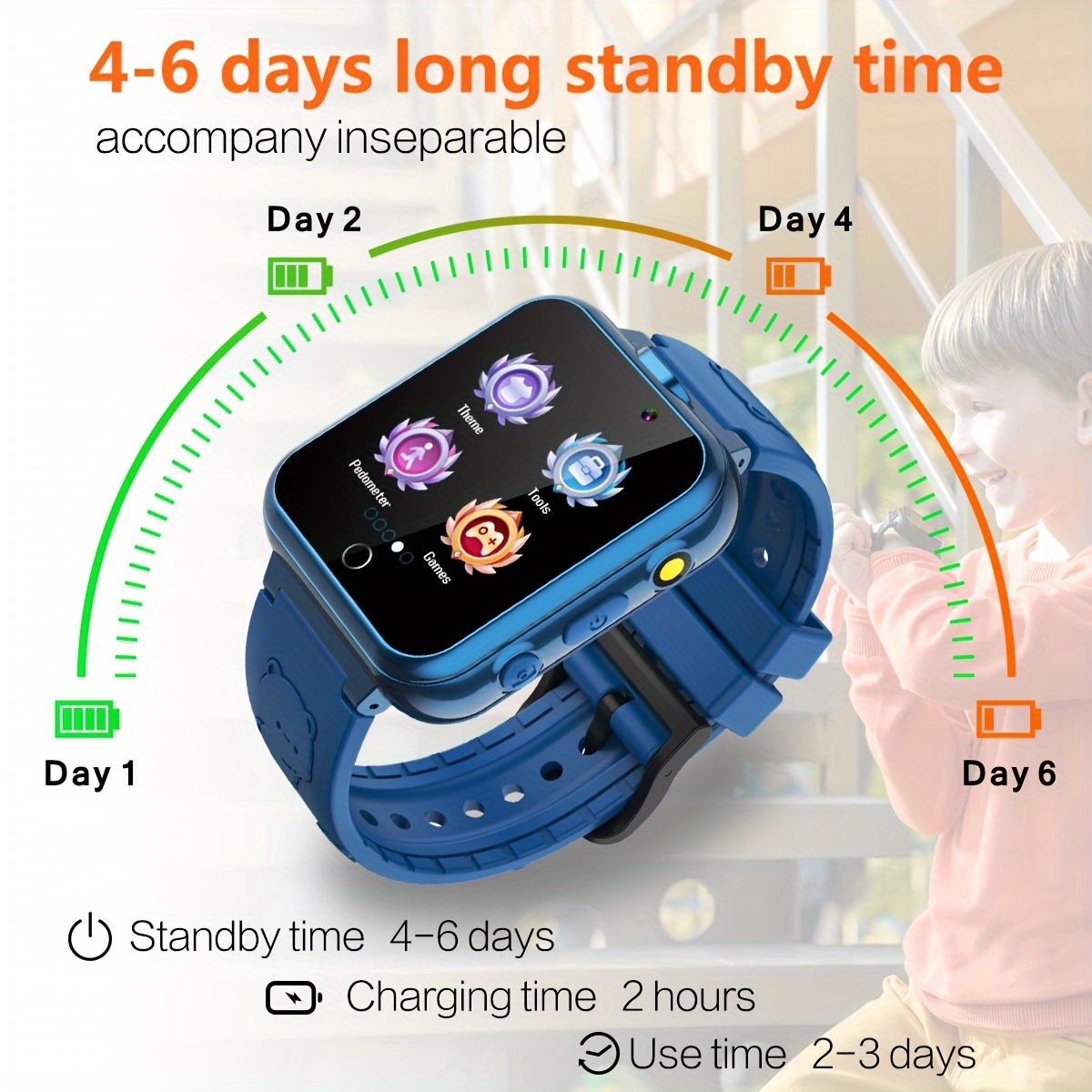 Kids Smartwatch 24 Puzzle Games, Pedometer, Alarm Clock, Children's Watch Toy Suitable For Boys And Girls Aged 6, 7, 8, 9, 10, 11, Birthdays, Halloween, Christmas Gifts