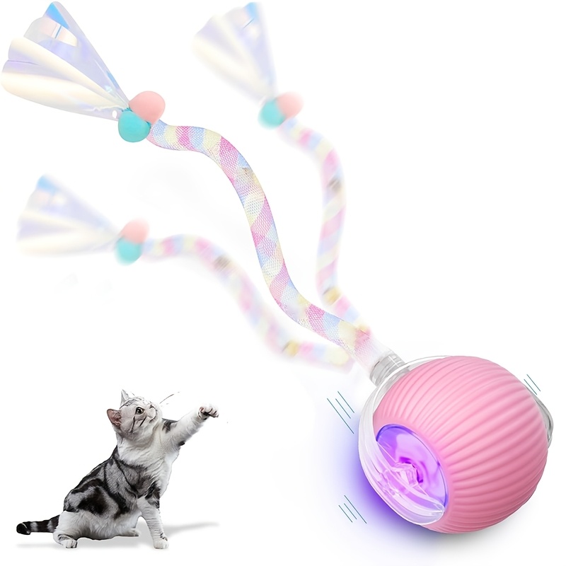 TEMU A Durable, Bite-resistant Automatic Cat Toy Ball Designed For Self-entertainment, Featuring A String For Pets. It's A Bouncing Ball Suitable For