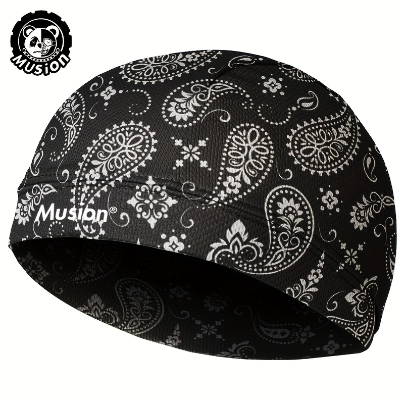 1pc Musion Men&#39;S Cycling Helmet Liner Skull Cap - Super Elastic, Sweat-Absorbent, Knitted Polyester &amp; Spandex Inner Cap for Sports