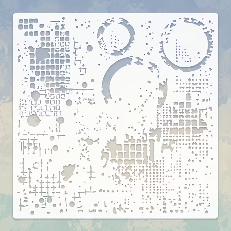 TEMU Stencil Artistici Riutilizzabili per Doodle - Stencil in PET 30,0x30,0 cm con Geometria Astratta e Motivi Circolari, Stencil Riutilizzabili per