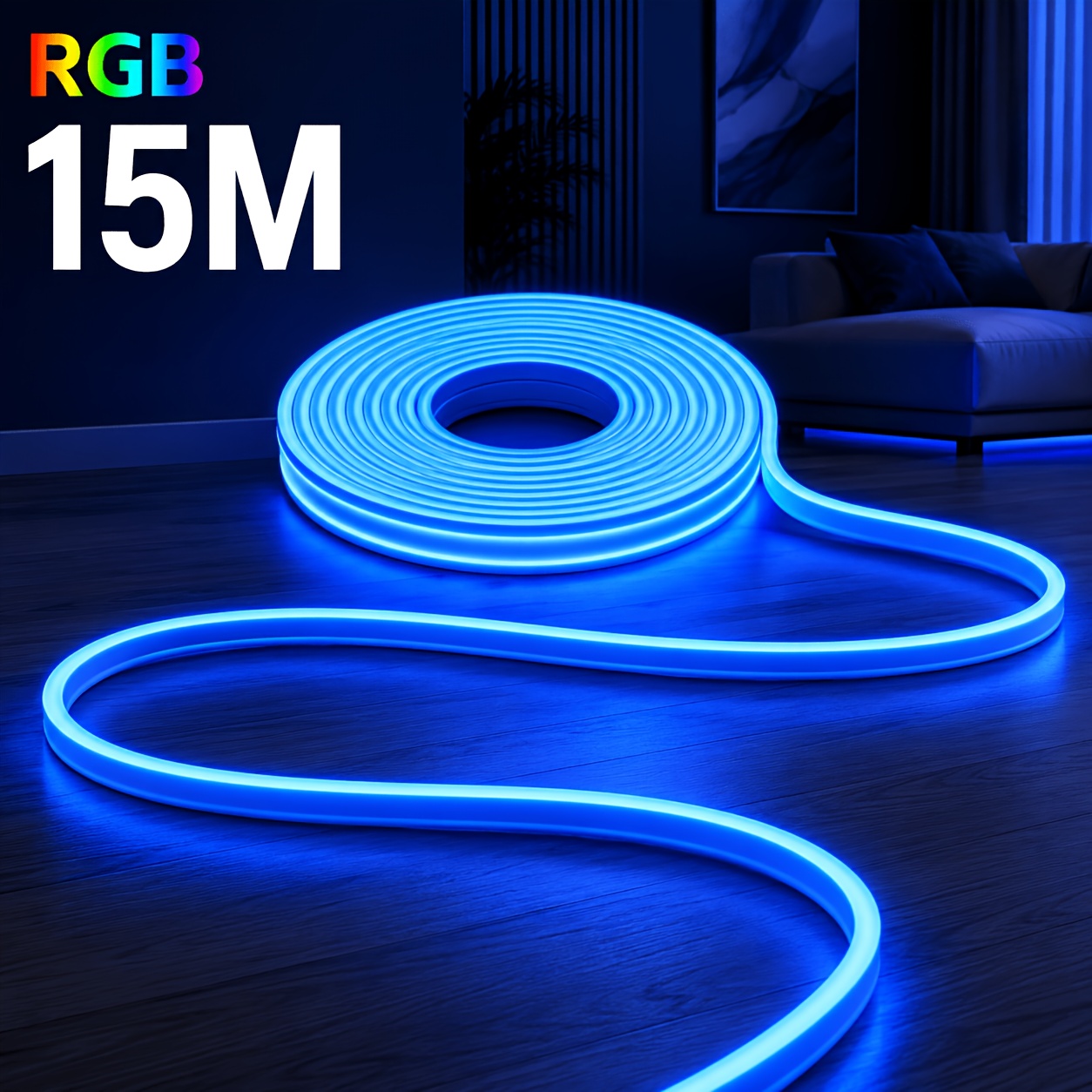 Image of 15m/30m/40m Rgb Neon Light Strip, Smartphone App And Remote Control, Color, Timer, , Cuttable, , Includes For Holiday Decoration, Bedroom, Living Room