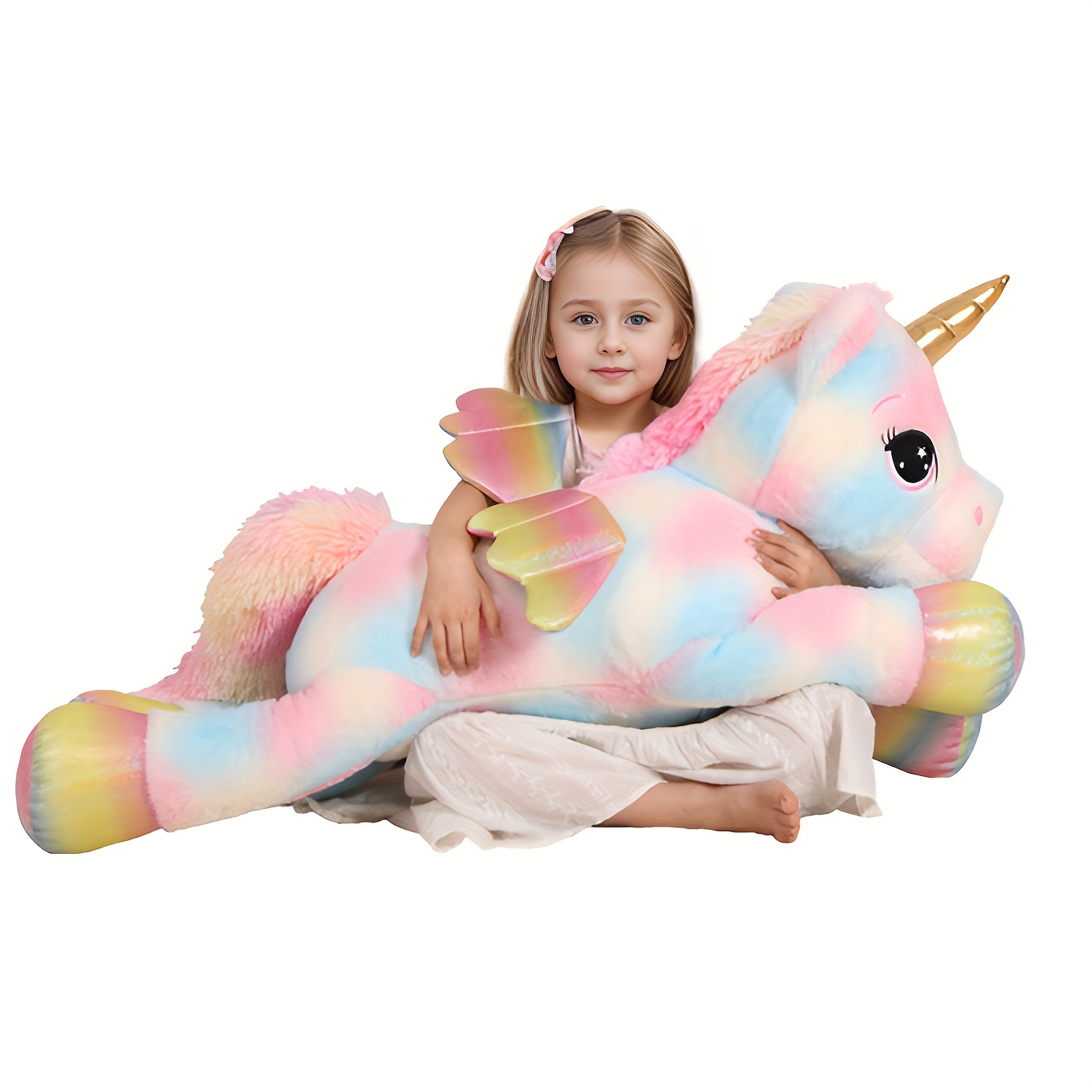 

44inch/110cm Color Unicorn Stuffed Animal Pillow, Cute Soft Big Unicorn With Large Plush Toy, Gifts For Girlfriend Girl Birthday Christmas Gift