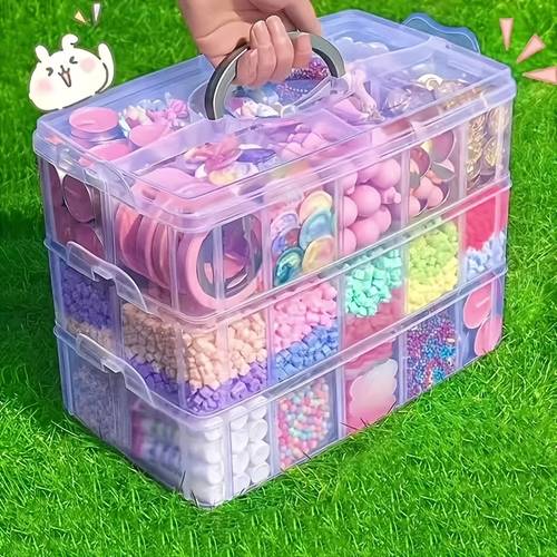 3-stufige stapelbare multifunktionale aufbewahrungsbox – vielseitiger aufbewahrungsorganizer für bastelbedarf, spielzeug, schmuck zubehör, mit 18 fächern, transparent – abnehmbar für einfache organisation, für kleine schmuckstücke, ohrringe halsketten – tragbarer, langlebiger
