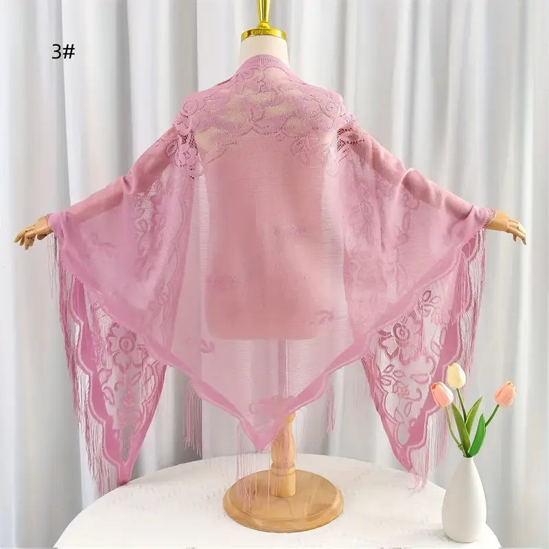 Sciarpa Triangolare Da Donna Con Stampa Floreale Scialle In - Foto 12