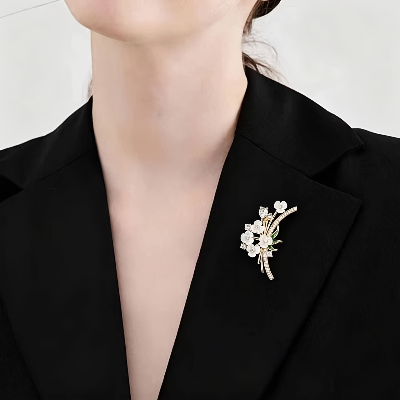 TEMU 1 broche floral dorado de de , broche floral de solapa de lujo y premium, joyería para adornar de uso diario