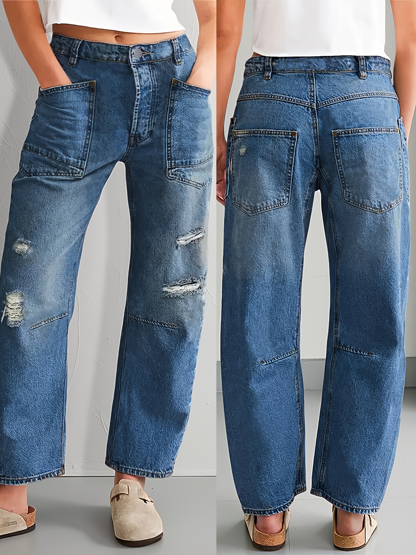 Baggy Jeans Damen High Waist - Oversize Denim Hose Straight Leg Y2K Style