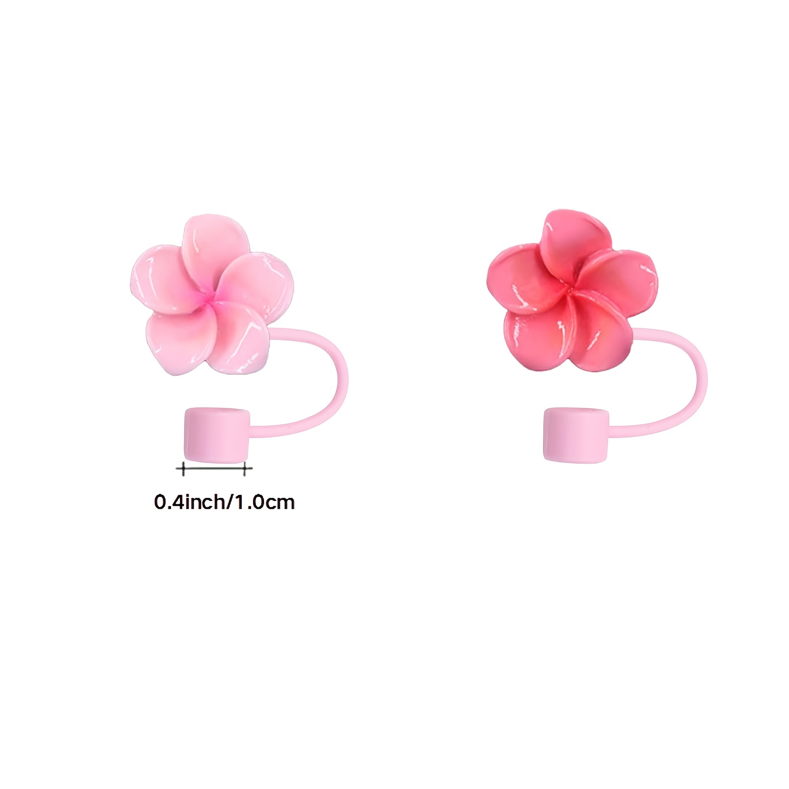 Image of 2pcs Pink Straw Covers | Pink Bowknot | Pink Flower, Reusable 0.4in Drinking Straw Tips, Cute Portable Straw Protectors, Easy To Clean, Cup Accessory Decor