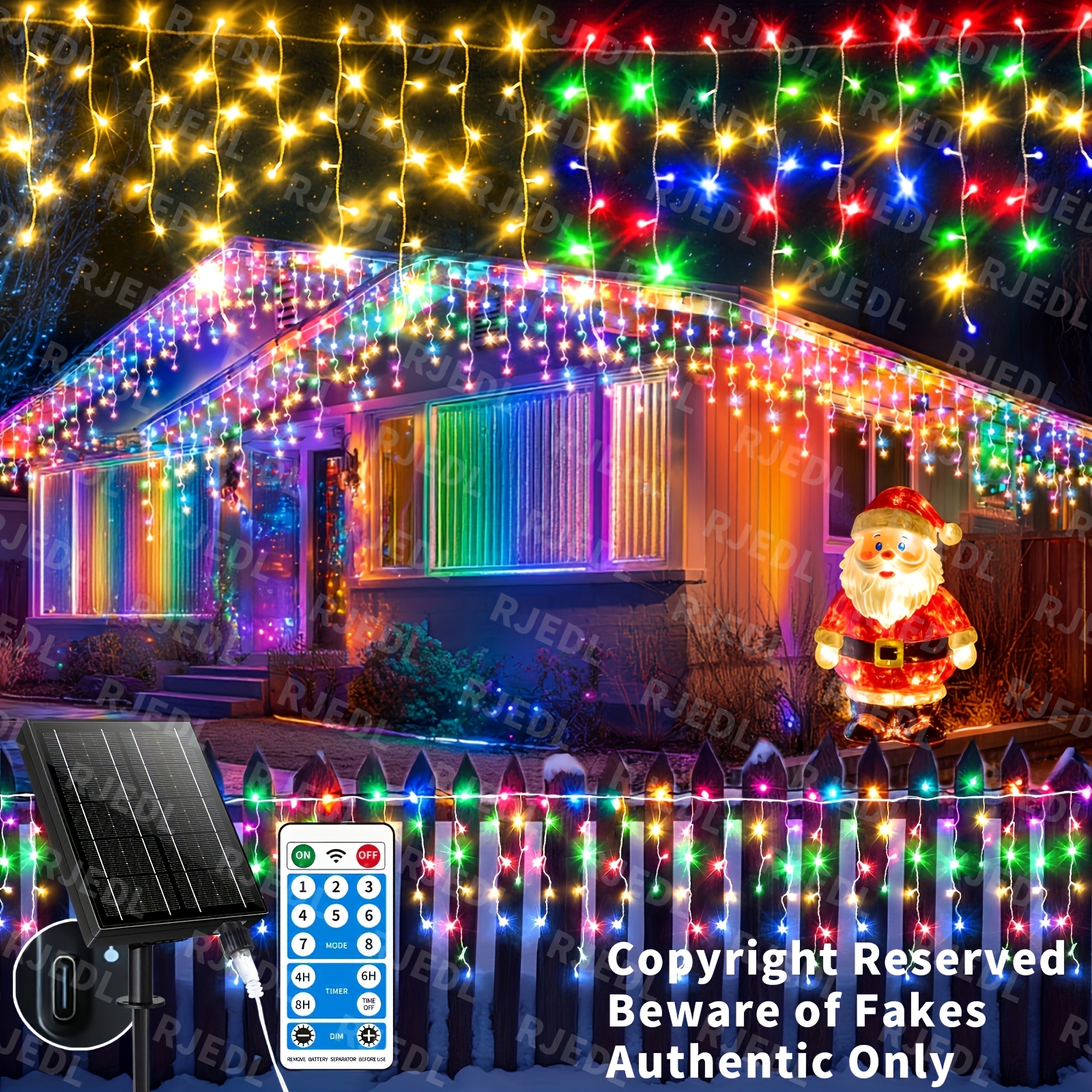 Image of Extra Long Engineering Solar Icicle Lights Outdoor 98.42ft 25+5m 800led 2500ma Outdoor Christmas Fairy Lights 8 Timed Remote Control Flash Lights Suitable For Christmas Roof Party Wedding