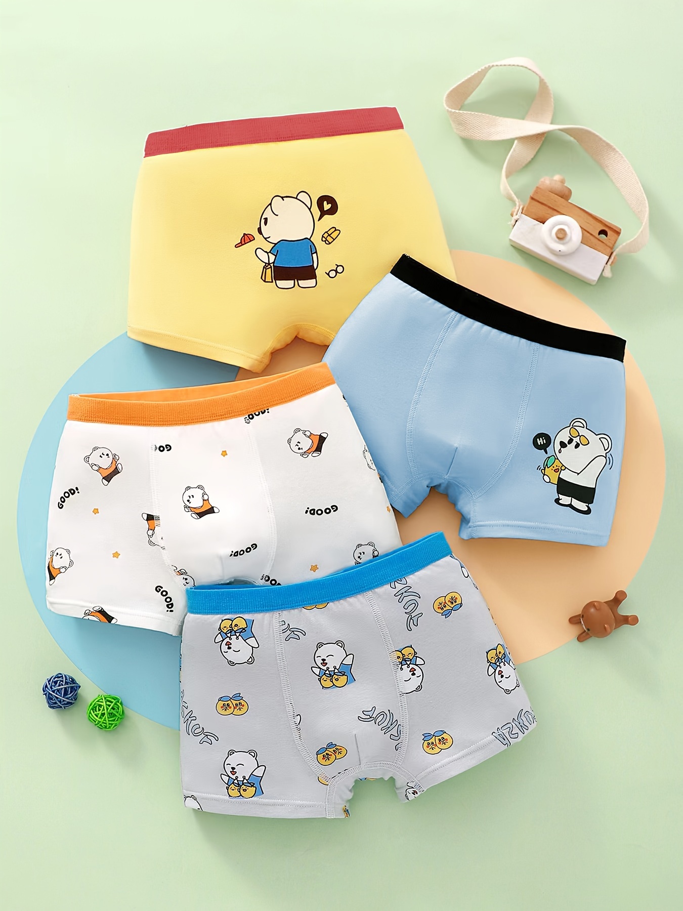 Boys Cartoon Bear Boxer Briefs Underwear Soft Comfortable - Temu Germany
