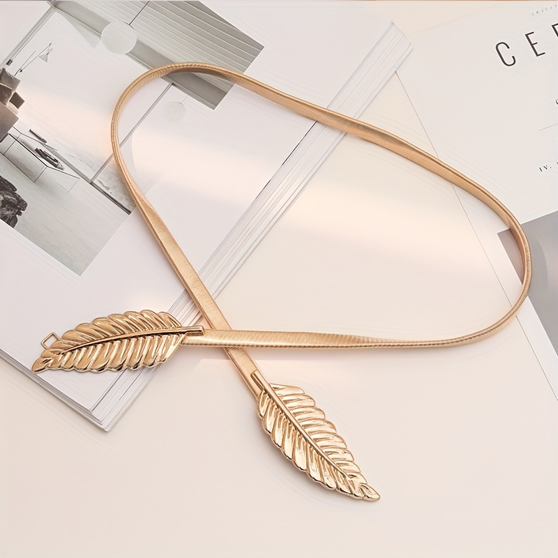 womens adjustable elastic metal waist belt leaf - Temu Kuwait