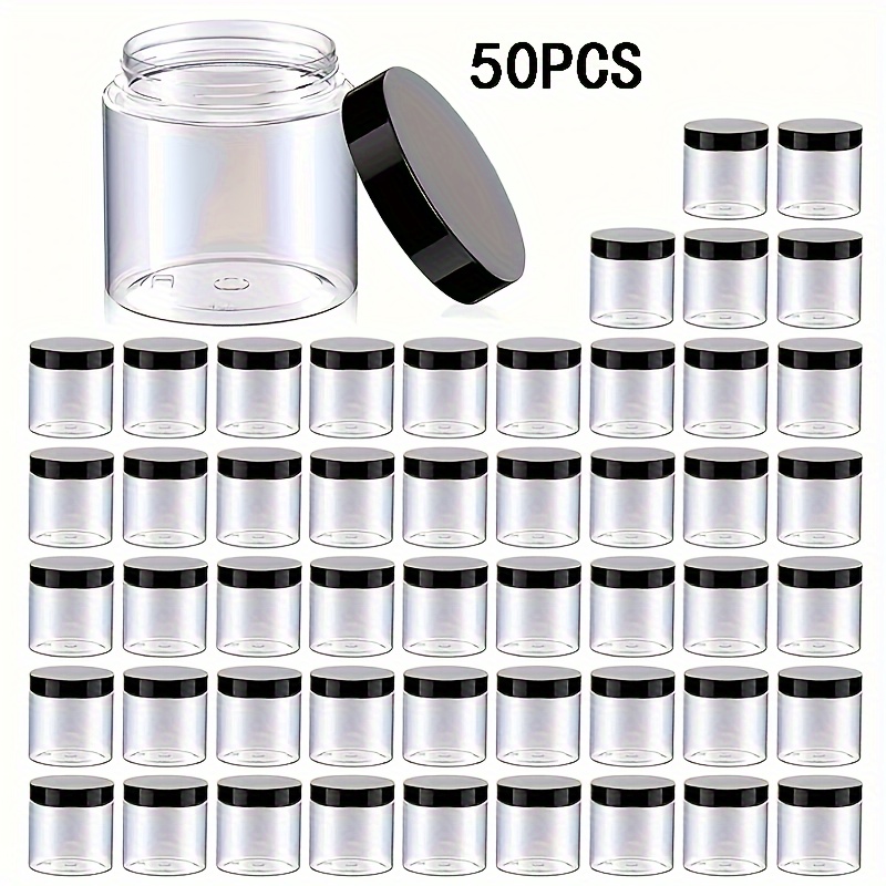 TEMU 50pcs 4oz Plastic Jar With Lid - Bpa-free Transparent Round Container, Dishwasher Safe, , Suitable For Lotions, Creams, Body Lotions, Clay,