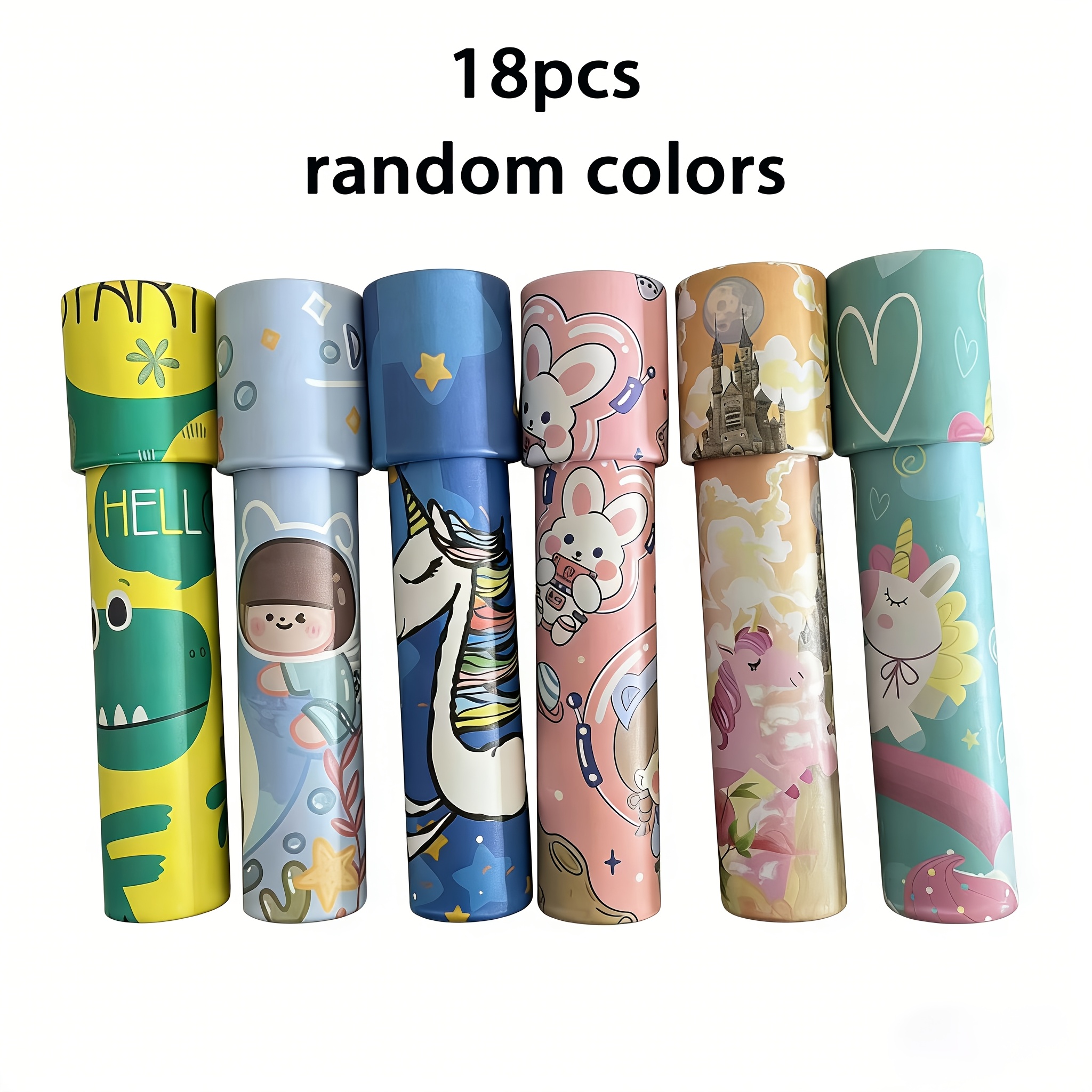 Image of 18pcs Kaleidoscope Toy, Educational Toy For Children, Featuring A Of Cartoon Patterns And Random Colors, Perfect For Classroom Rewards, Prizes, And Party Favors For Kids