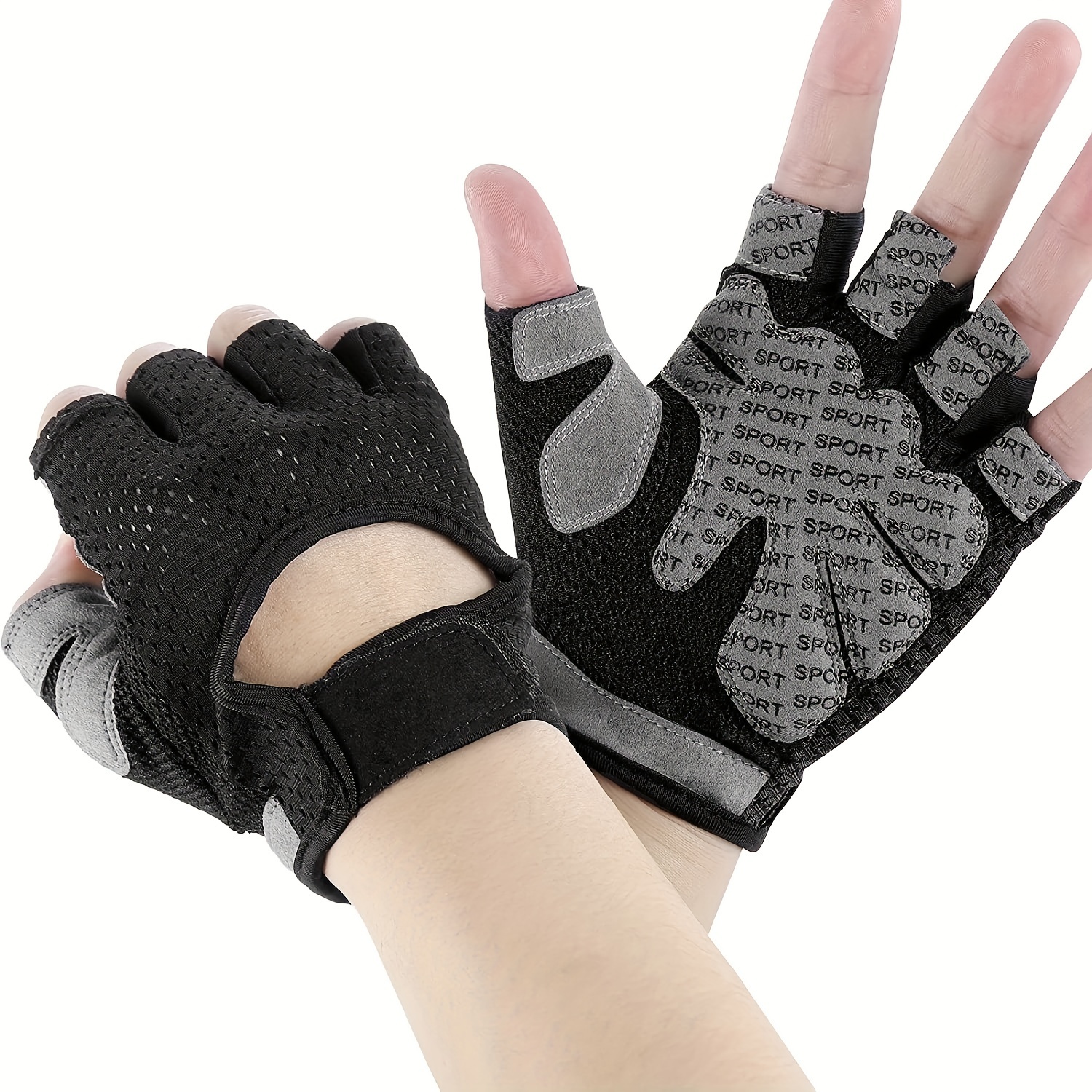 

1 Pair Non-slip Fitness Gloves, Fingerless Workout Gloves, Suitable For Weightlifting, Sports Full Palm Protection, Fishing, Cycling, Gym Workouts, Fitness Training