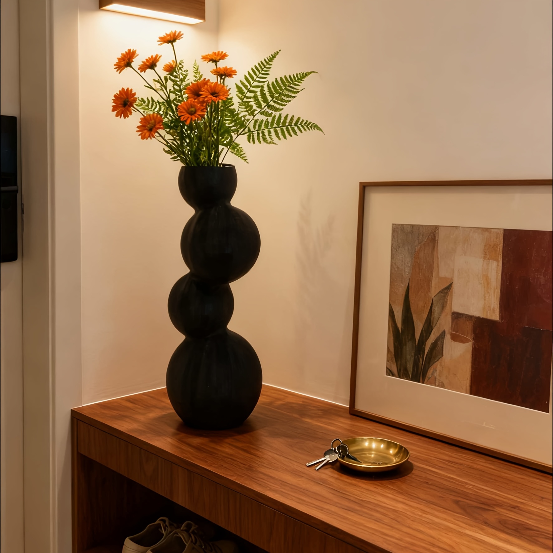 Image of Living Room Flower Arrangement, Holds Dried Or Greenery, Luxury High-end , Interior Style, Tabletop Centerpiece, Modern Decor, Fashionable Decoration, , Decorative Vase