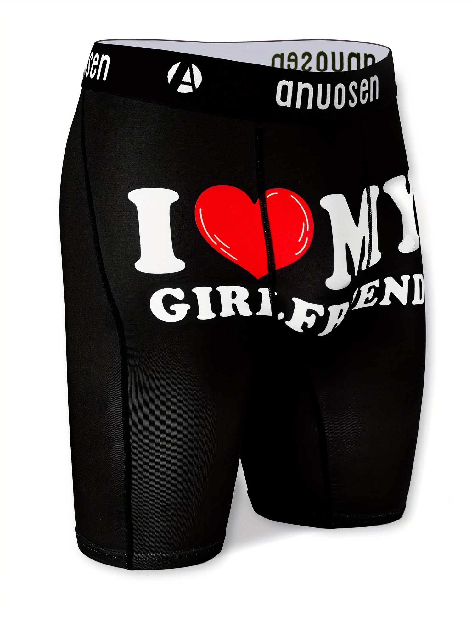 Funny Mens Underwear Black Boxer Shorts With Your Face / Hearts