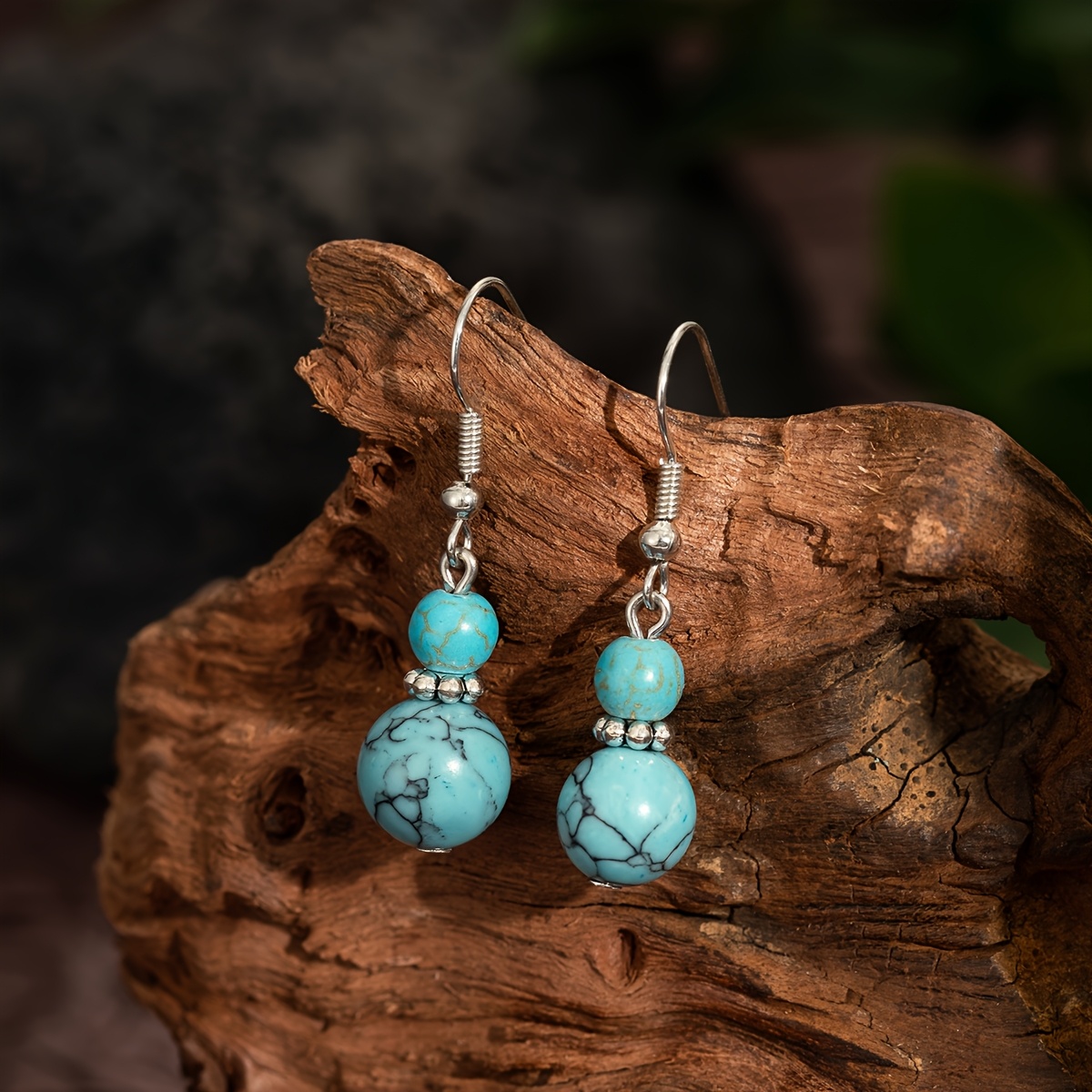 

1 Paire de Boucles D'oreilles Synthétiques Turquoise Bleue Style Bohème, Bijoux de Mode Suspendus, pour Hommes et Femmes, avec Cadeau de la Saint-Valentin, Mardi Gras, Halloween