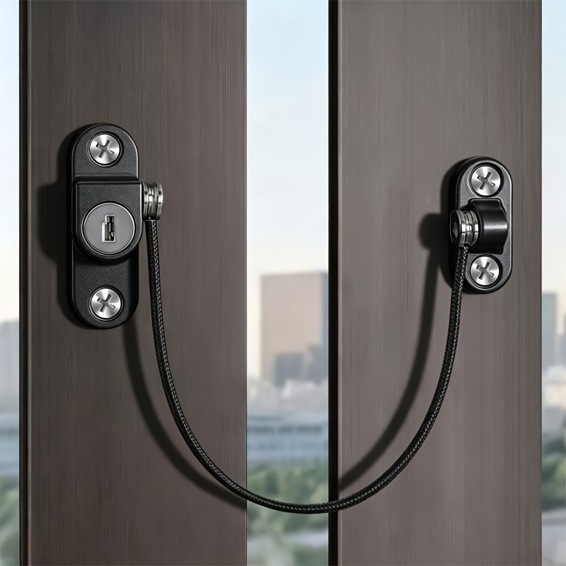 Black Window Door Cable Restrictor for Safety