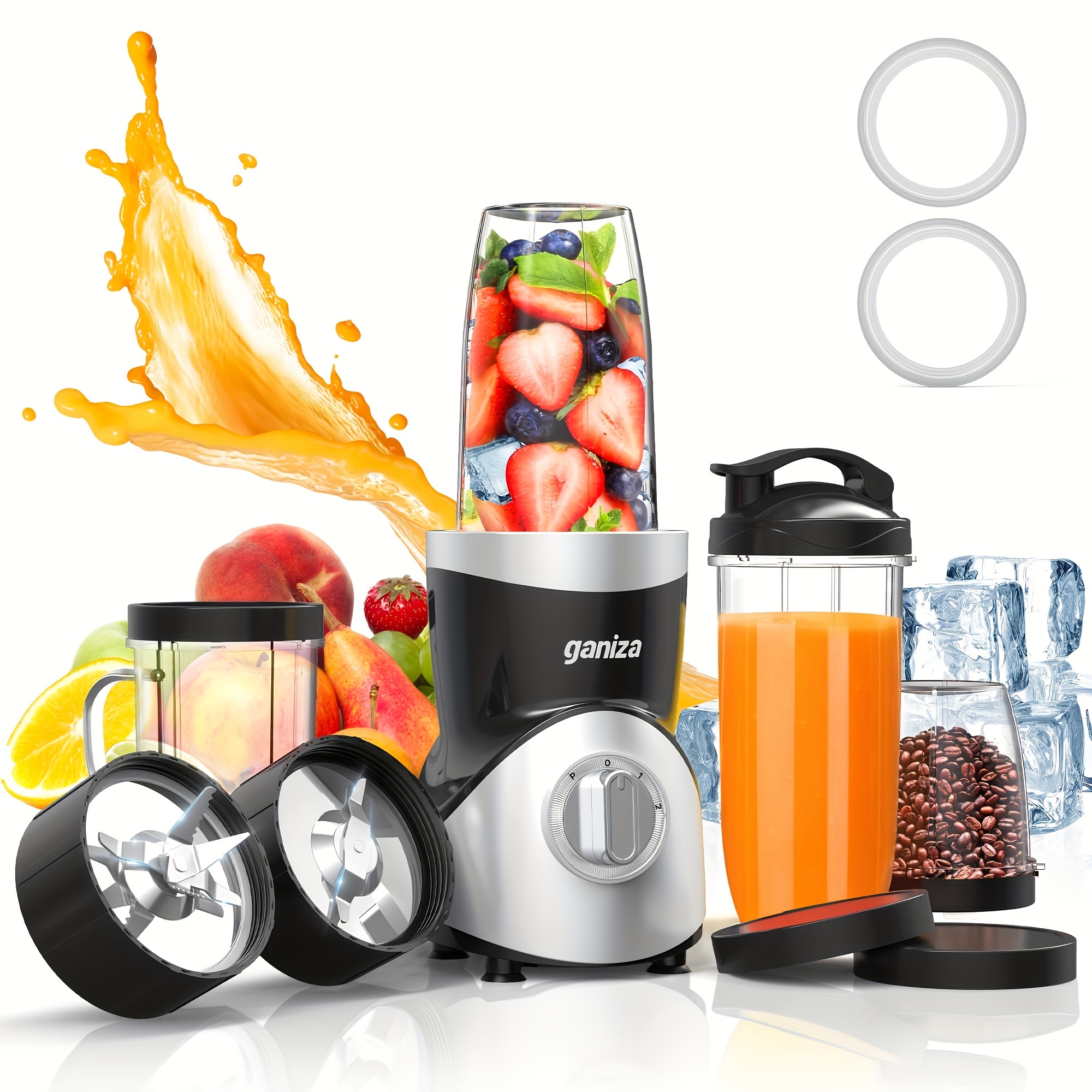 

Ganiza Smoothie , For Shakes And , 15pcs And Grinder Combo With 2 , Maker With 4 Bpa-free Portable Cup