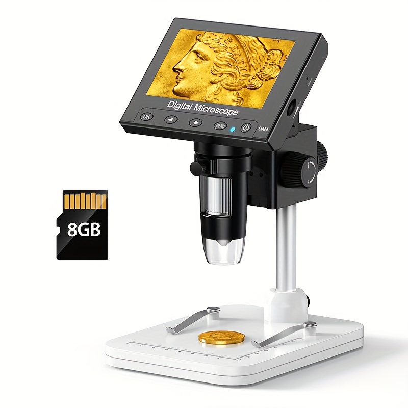 

4.3-inch Digital Microscope, 1000x Coin Magnifier With 8-led, Compatible With Windows, Pc View, Dm4 Microscope