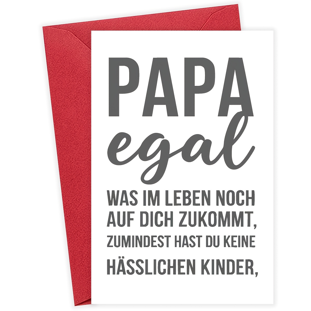 Image of 1pc German Father's Day Greeting Card With Envelope, Perfect For Father's Day, Birthday, Home, Humorous German Text "papa Egal" With "was Im Noch Auf Dich Zukommt"