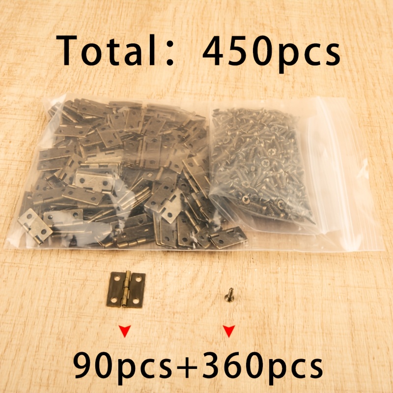 TEMU 90pcs Copper-colored 6-division Hinges And 360pcs 2x8 Copper-colored Screws, Total 450pcs Copper-colored Mini Hinges, Small-scale Hinge Jewelry