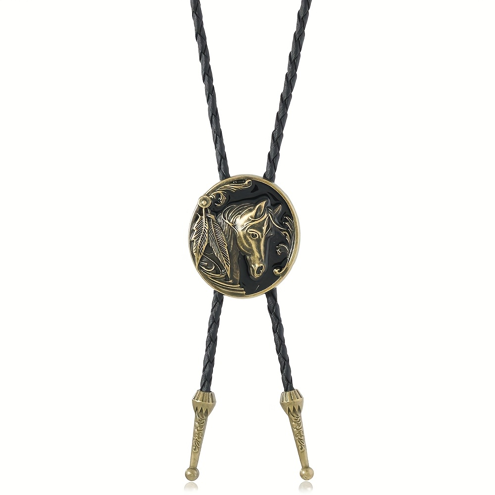 E-shop Neues Bolo-Tie-Necklace aus ölgetränktem Zinklegierungsleder im europäischen und amerikanischen Stil, eine modische Bolo-Tie-Halskette für Damen