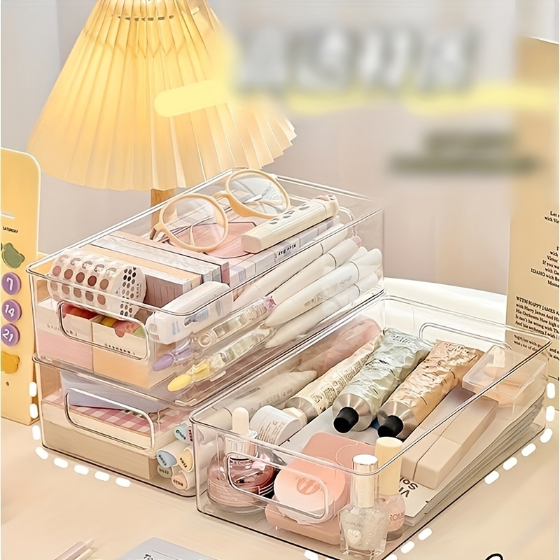 

Versatile Acrylic Desktop Organizer - Transparent Storage Box For Cosmetics, Stationery, Toiletries & More - Lightweight, No Power Needed